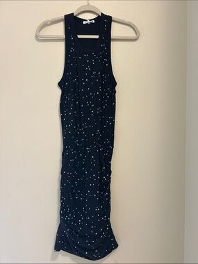 Sundry cinched waist Black Star Print Sleeveless dress